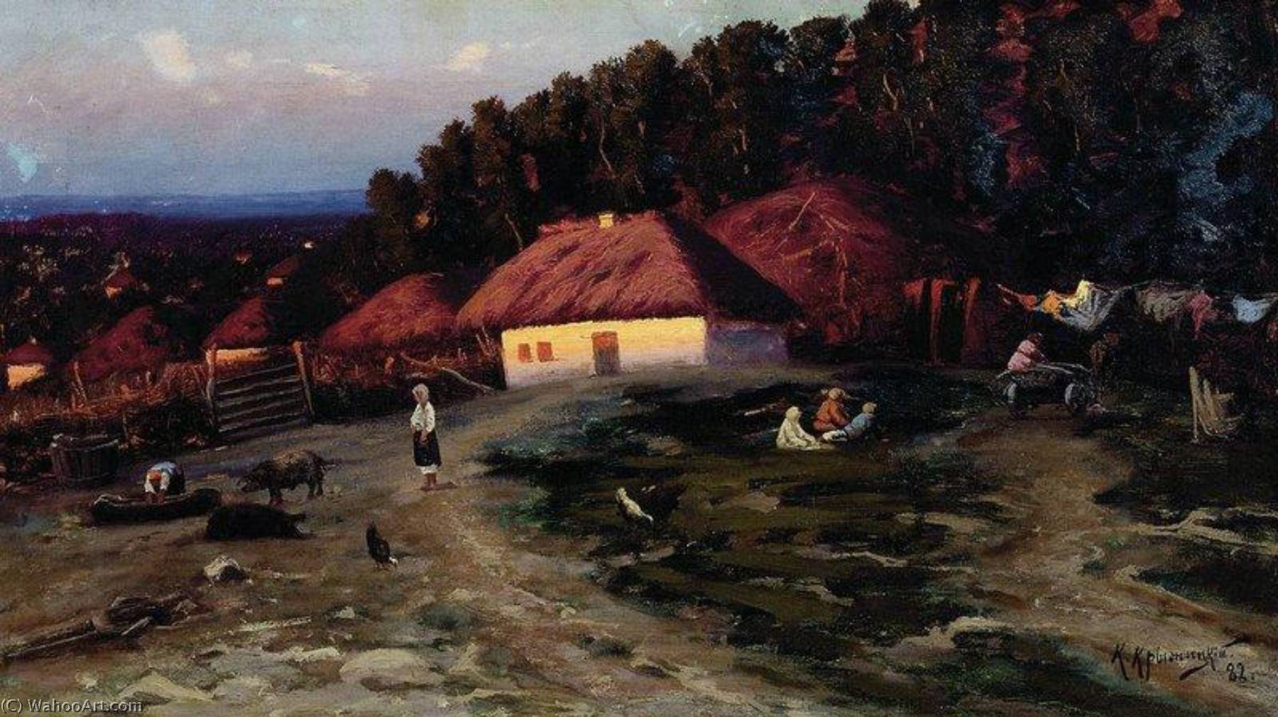 Buy Museum Art Reproductions Evening in Ukraine, 1901 by Konstantin Yakovlevich Kryzhitsky (1858-1911) | ArtsDot.com