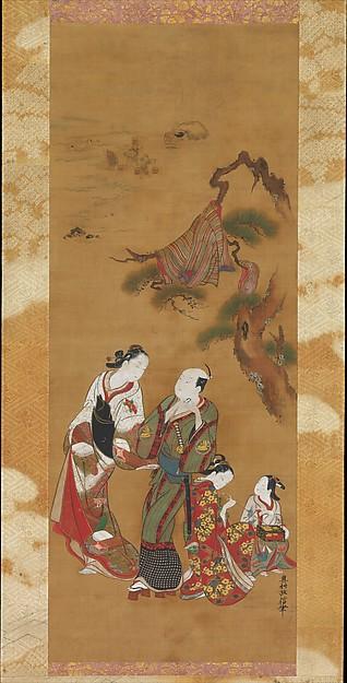 Buy Museum Art Reproductions Yukihira and Two Brinemaidens at Suma by Okumura Masanobu (1686-1764) | ArtsDot.com