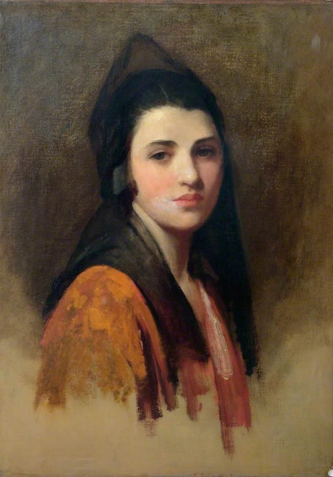 顺序 手工油畫 The Mantilla, 1927 通过 Samuel Luke Fildes (1843-1927, United Kingdom) | ArtsDot.com