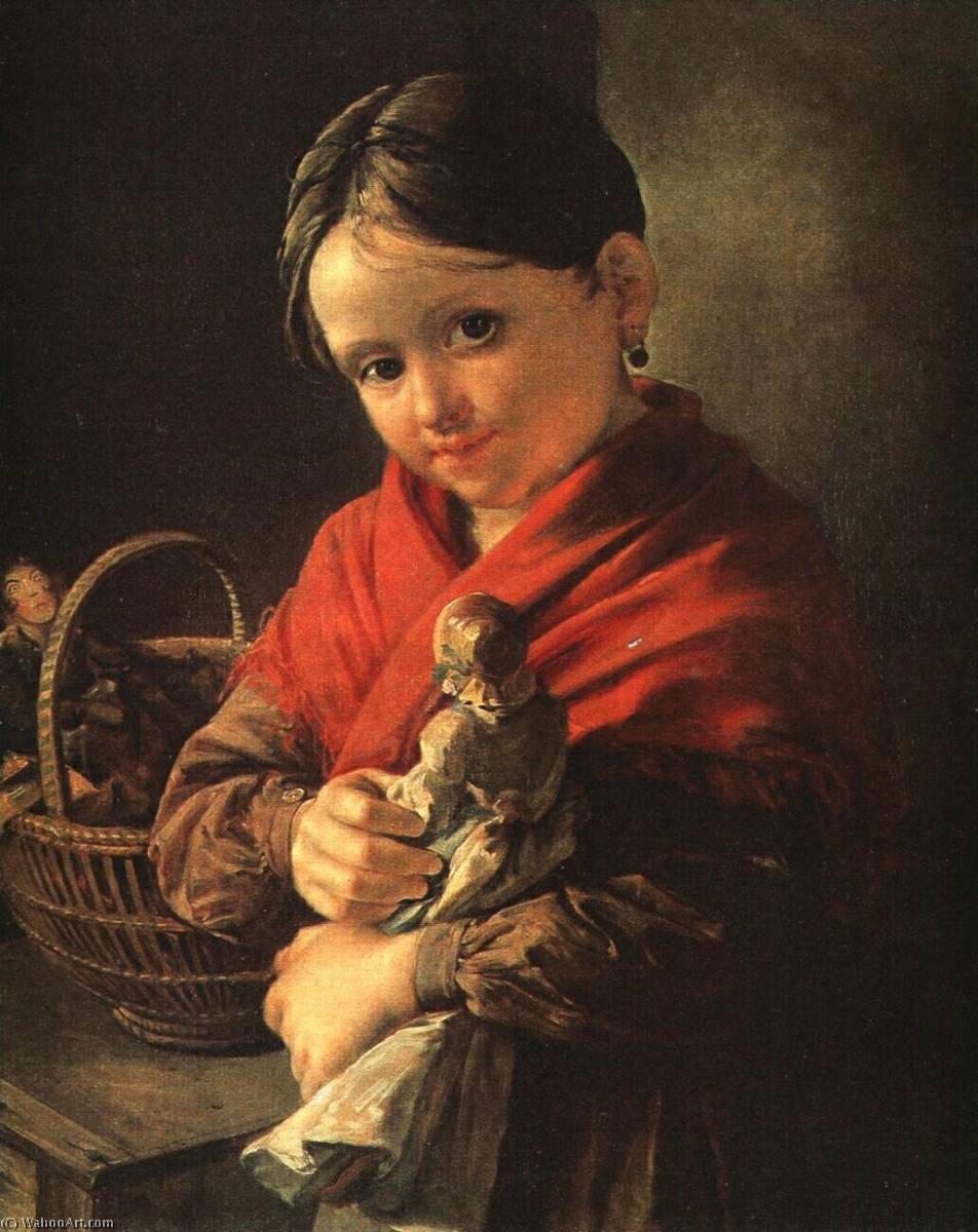 Order Art Reproductions Girl with a Doll, 1841 by Vasily Andreyevich Tropinin (1776-1857, Russia) | ArtsDot.com