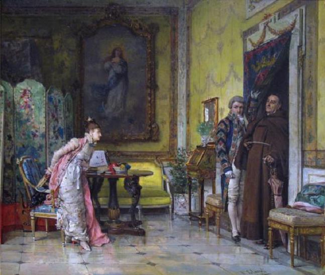 Buy Museum Art Reproductions The Interrupted Reading by Vicente Palmaroli Y Gonzalez (1834-1896) | ArtsDot.com