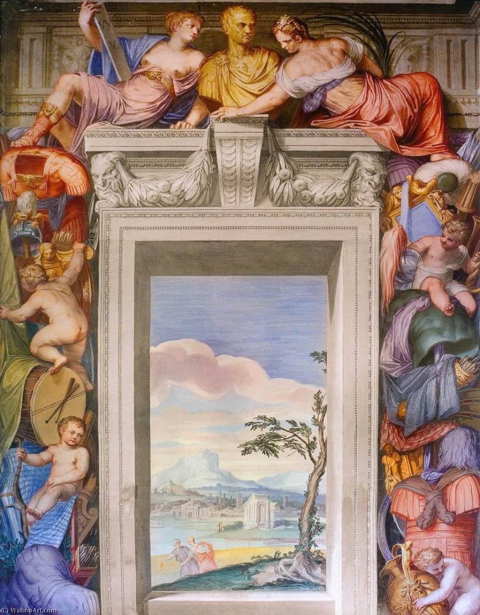 Order Art Reproductions Frescoes in the Hall of the Arts (detail), 1561 by Giovanni Battista Zelotti (1526-1578, Italy) | ArtsDot.com