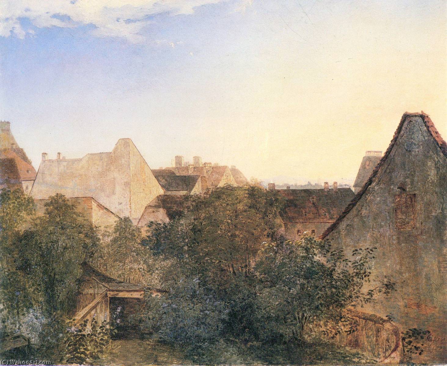 Order Oil Painting Replica Blick auf Wiener Vorstadthäuser, 1839 by Adalbert Stifter (1805-1868) | ArtsDot.com