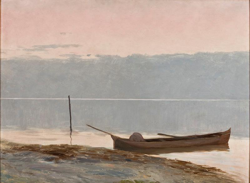 Order Artwork Replica Landscape with a Canoe in the Border, 1922 by Alfredo Andersen (1869-1935) | ArtsDot.com