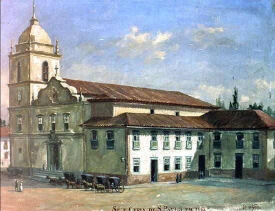 Order Paintings Reproductions Church of the Holy See and Curia of São Paulo in 1863 by Benedito Calixto (1853-1927, Brazil) | ArtsDot.com