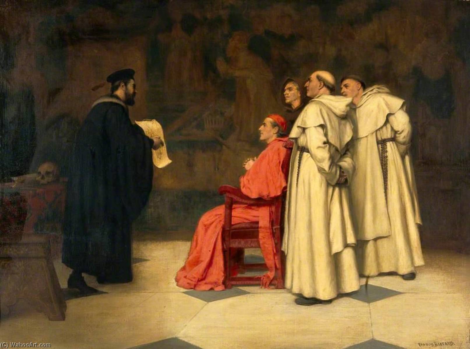 顺序 畫複製 Gabriel Falloppius, Explaining One of his Discoveries to the Cardinal Du of Ferrara 通过 Francis James Barraud (1856-1924) | ArtsDot.com