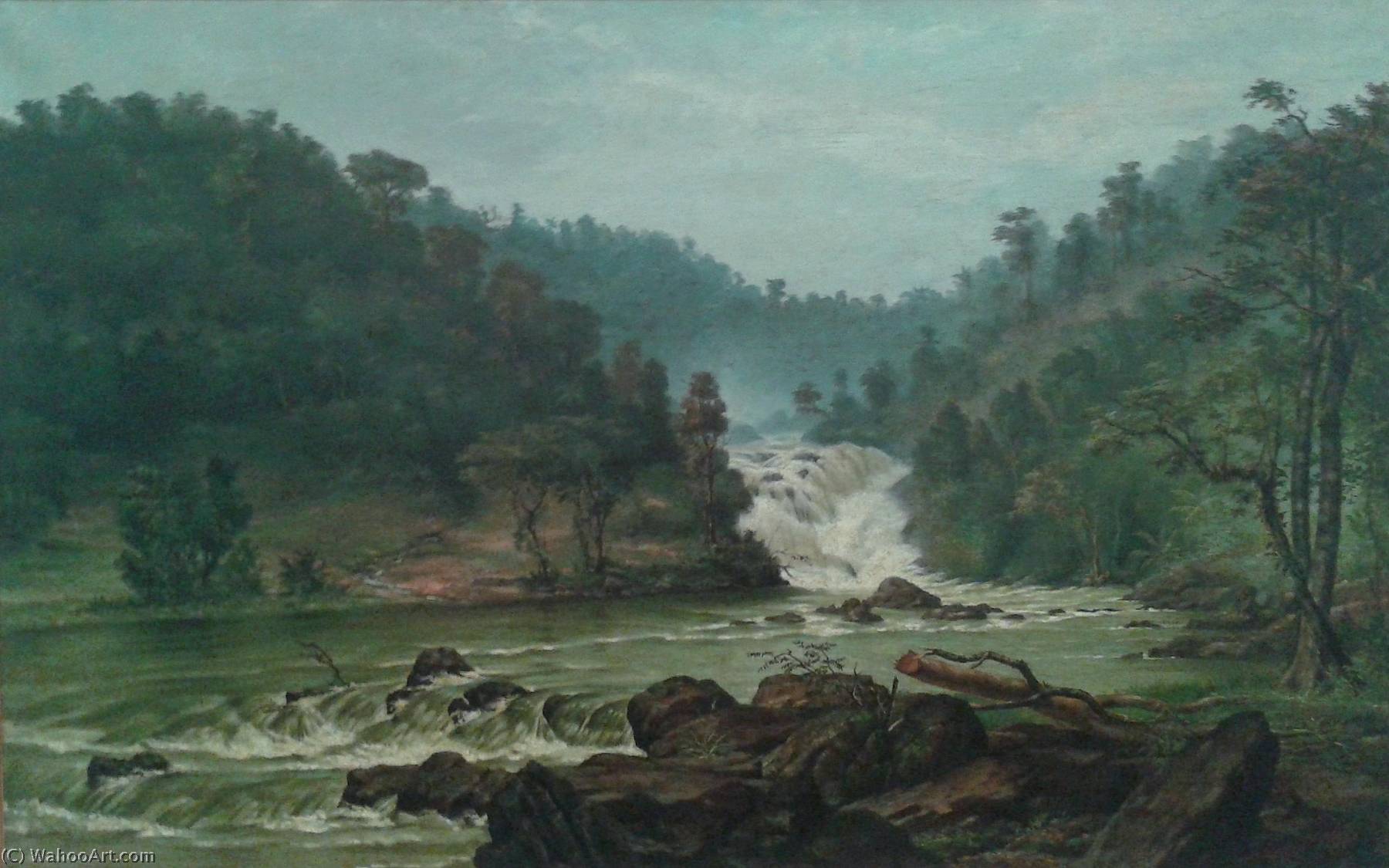 Order Paintings Reproductions English Waterfall on Sorocaba River Português A Cachoeira do Rio Sorocaba, 1891 by Benedito Calixto (1853-1927, Brazil) | ArtsDot.com