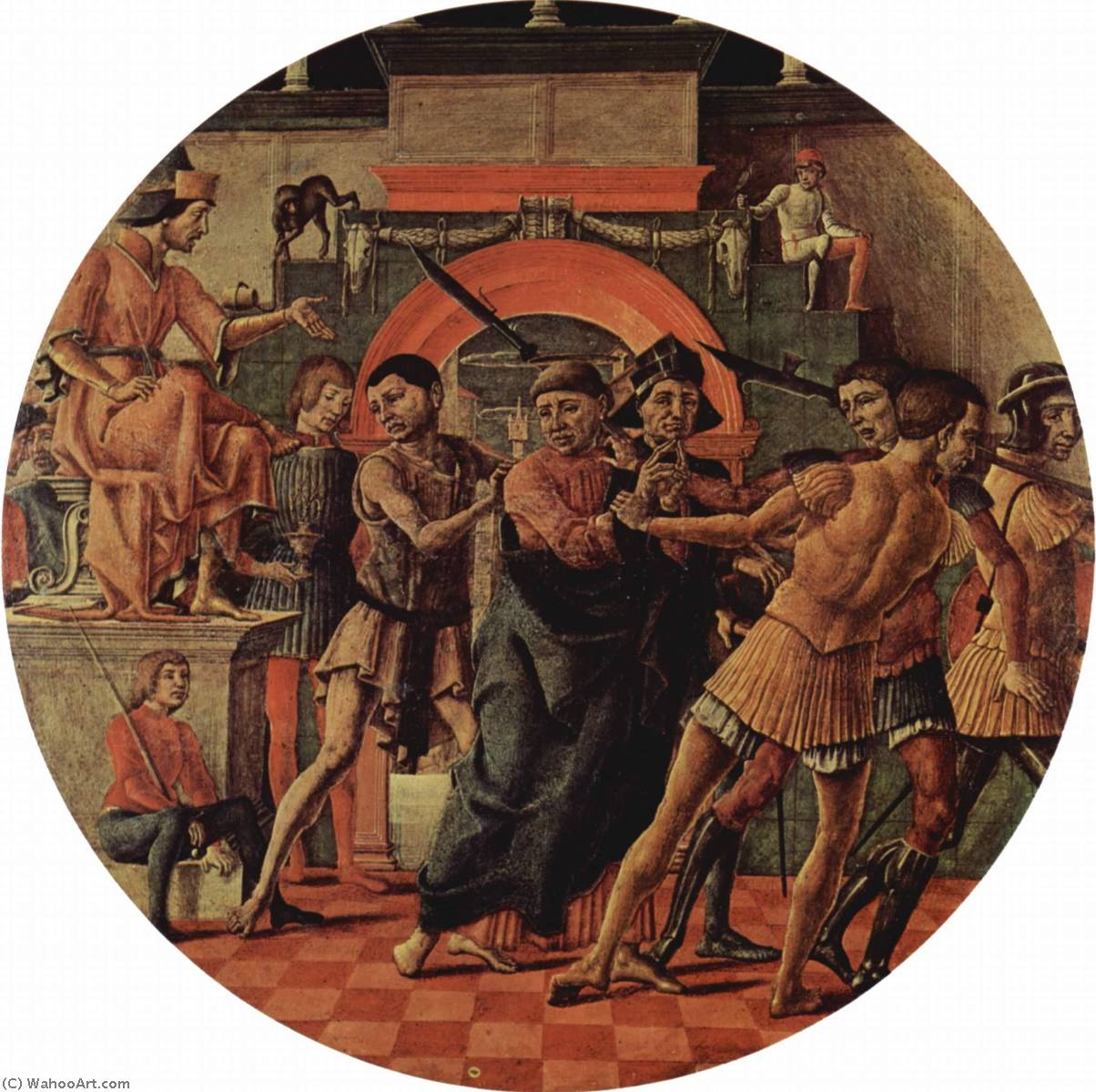 Compra Riproduzioni D'arte Del Museo Deutsch Altarretabel des Hl. Maurelius, Szene Verurteilung des Hl. Maurelius, Tondo, 1475 di Cosmè Tura (1430-1495, Italy) | ArtsDot.com
