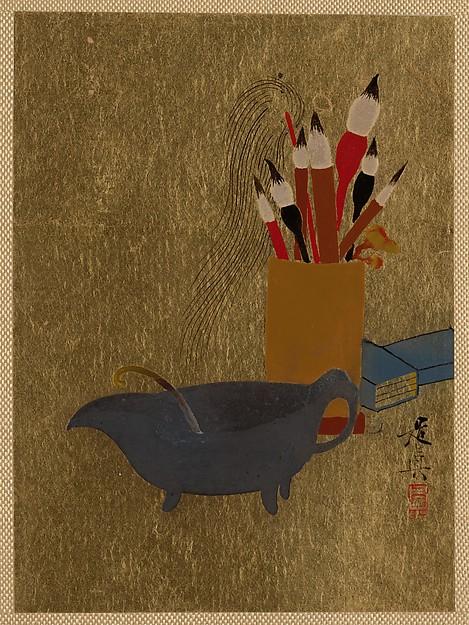 Order Oil Painting Replica Kettle and Box with Paint Brushes, 1882 by Shibata Zeshin (1807-1891) | ArtsDot.com