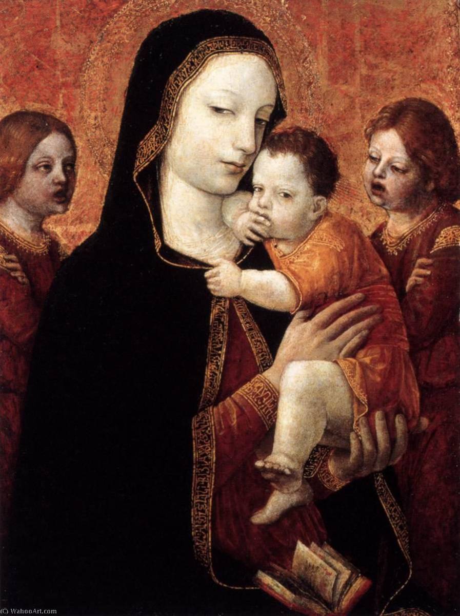 Order Artwork Replica Virgin and Child with Two Angels, 1480 by Ambrogio Da Fossano (Ambrogio Bergognone) (1453-1523, Italy) | ArtsDot.com