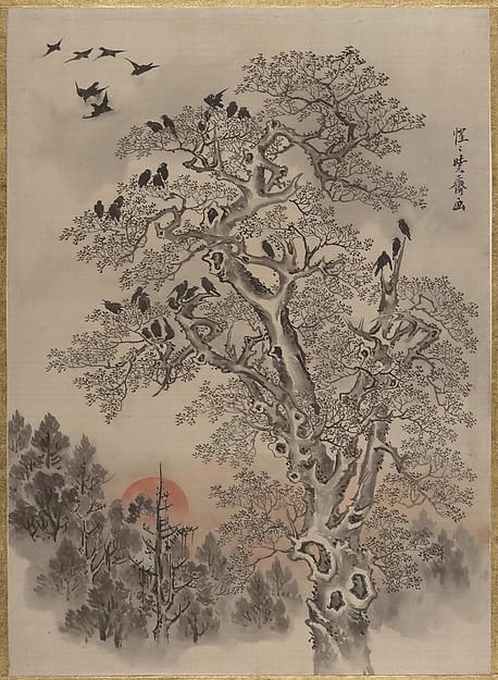 Buy Museum Art Reproductions 旭に群鴉図 Flock of Crows at Dawn, 1887 by Kawanabe Kyōsai (1831-1889) | ArtsDot.com