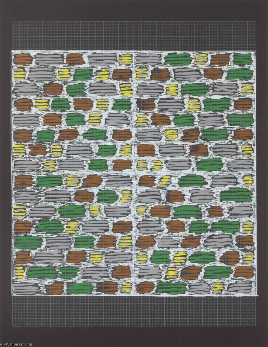 Order Paintings Reproductions Study for a hooked rug, from the portfolio Connections 1925 1983, 1984 by Anni Albers (Inspired By) (1899-1994, Germany) | ArtsDot.com