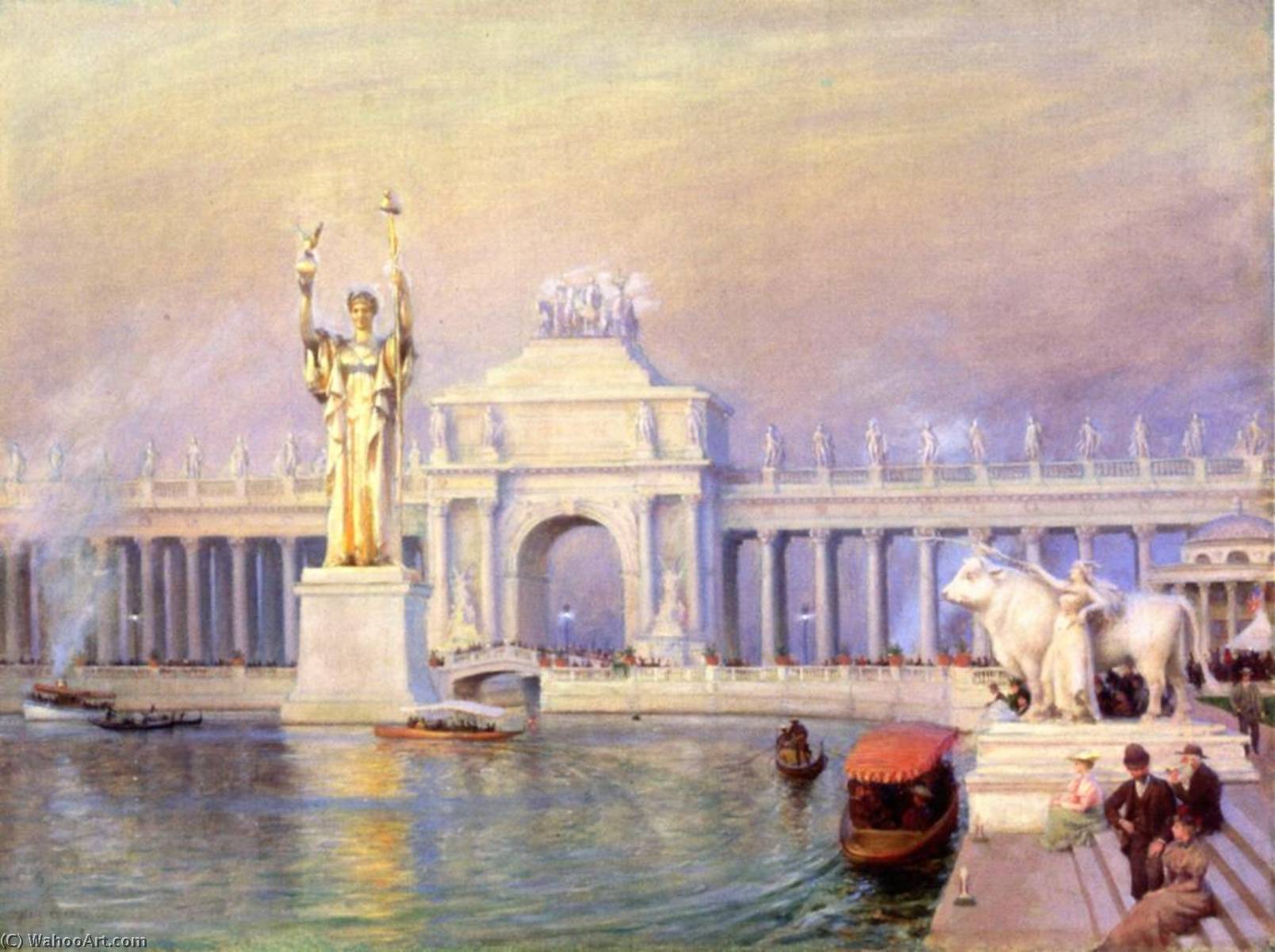 Buy Museum Art Reproductions East End of the Grand Basin, World`s Columbian Exposition, 1893 by Charles Courtney Curran (1861-1942, United States) | ArtsDot.com