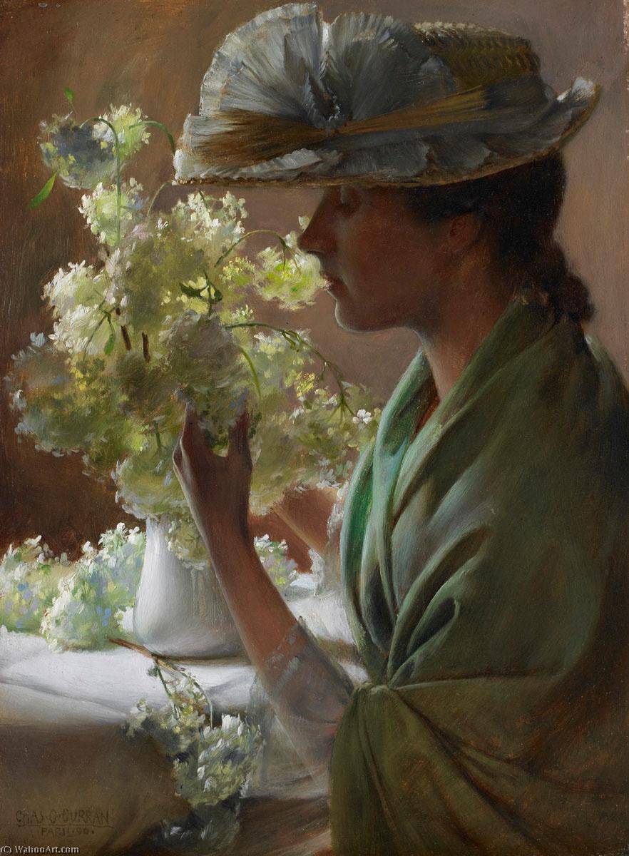 Order Paintings Reproductions Lady with a Bouquet (also known as Snowballs), 1890 by Charles Courtney Curran (1861-1942, United States) | ArtsDot.com