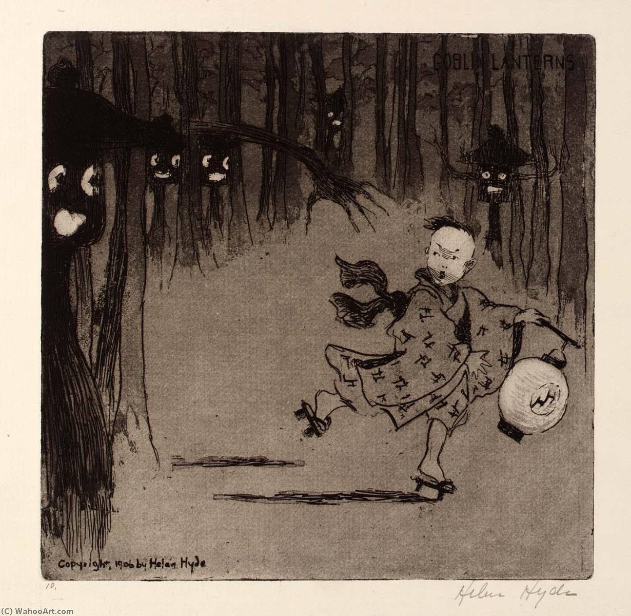 Order Paintings Reproductions Goblin Lanterns, 1906 by Helen Hyde (1868-1919, United States) | ArtsDot.com