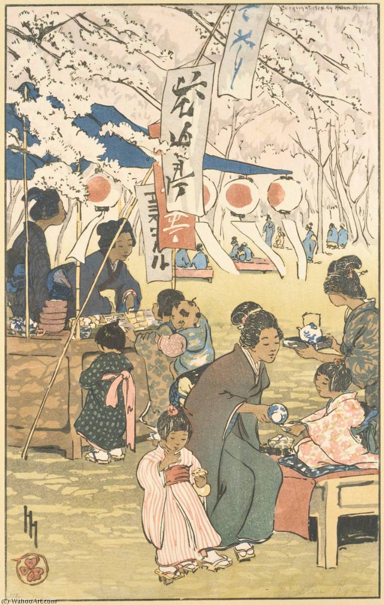 Order Art Reproductions Blossom Time in Tokyo, 1914 by Helen Hyde (1868-1919, United States) | ArtsDot.com