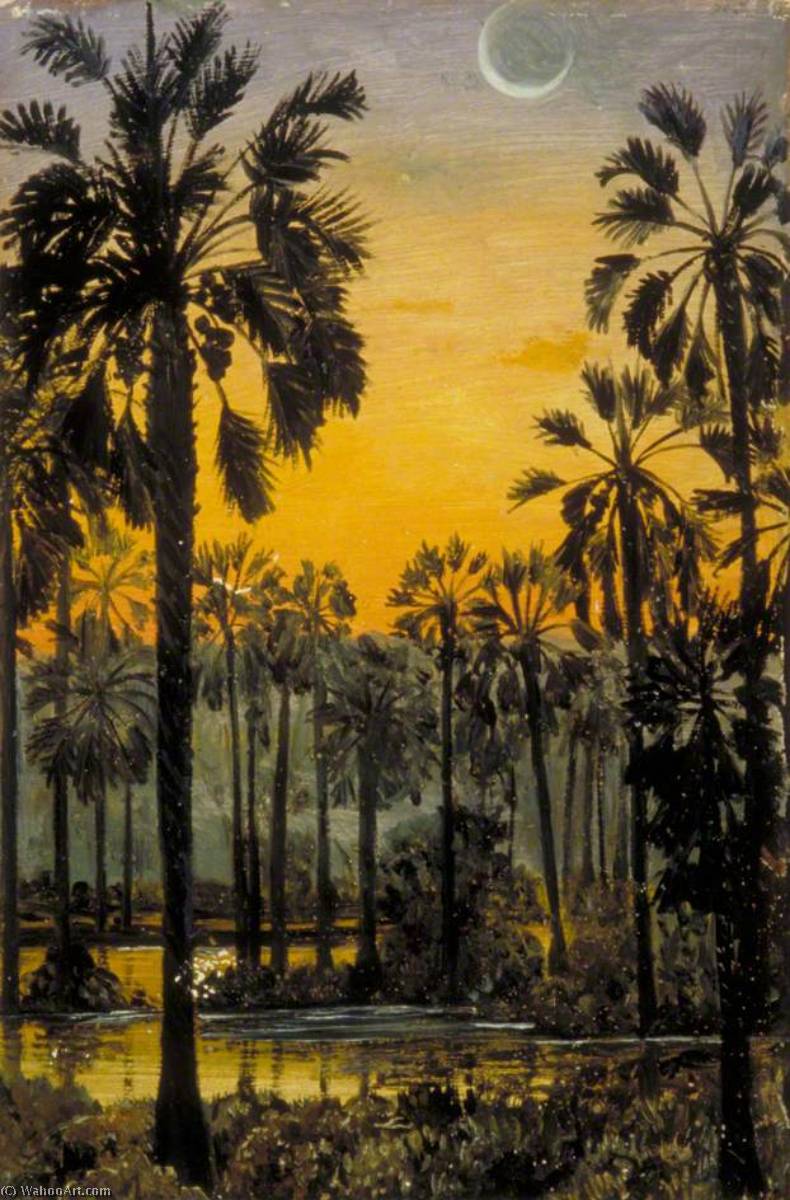 Order Paintings Reproductions Palmyra Palms in Flood Time, 1870 by Marianne North (1830-1890, United Kingdom) | ArtsDot.com