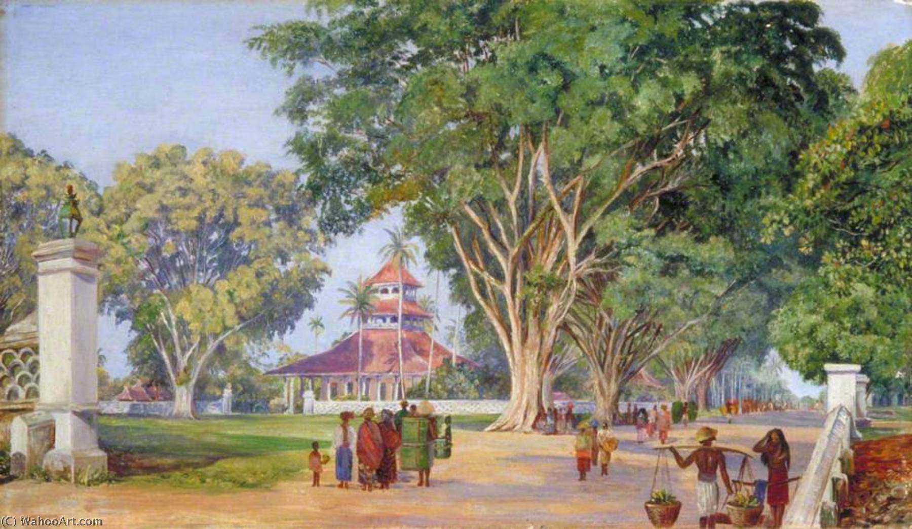 Order Oil Painting Replica The Mosque of Bandong, Java, 1876 by Marianne North (1830-1890, United Kingdom) | ArtsDot.com
