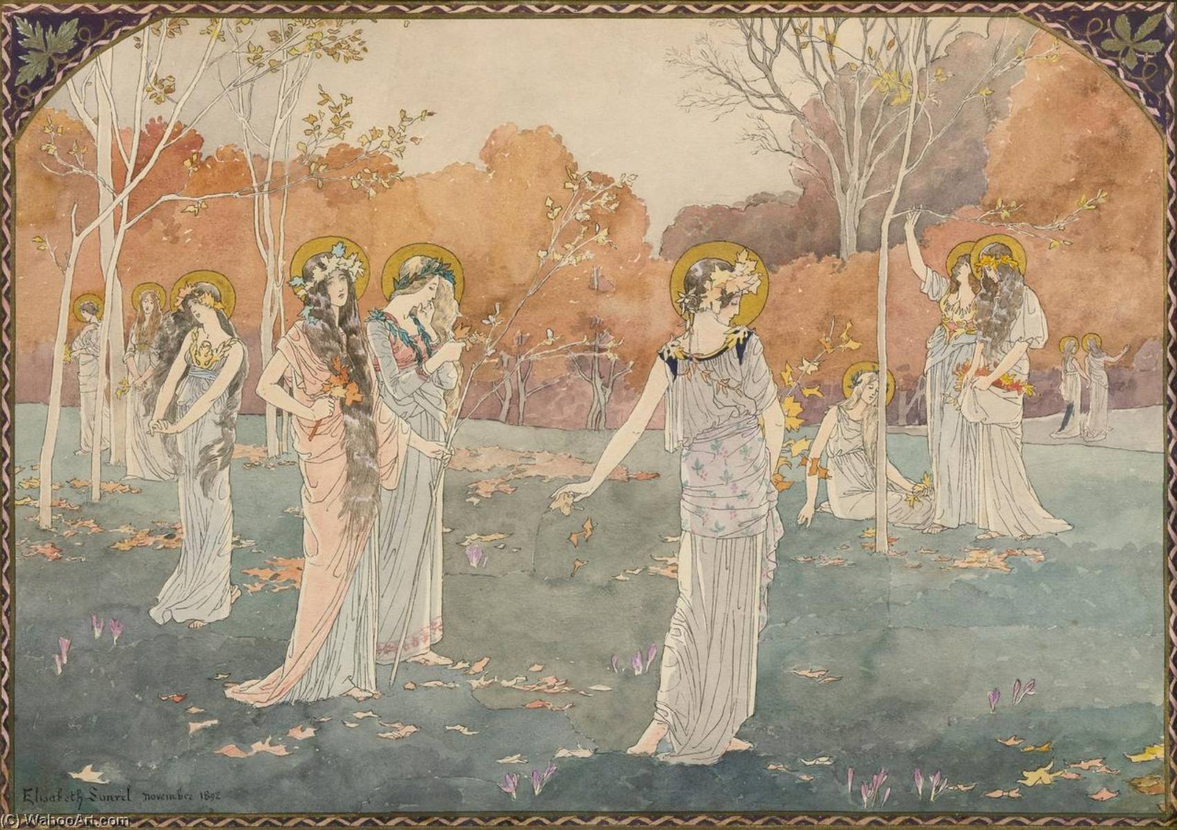 Order Oil Painting Replica The Garden of Maidens (also known as Les jardins des vierges), 1892 by Elisabeth Sonrel (Inspired By) (1874-1953) | ArtsDot.com