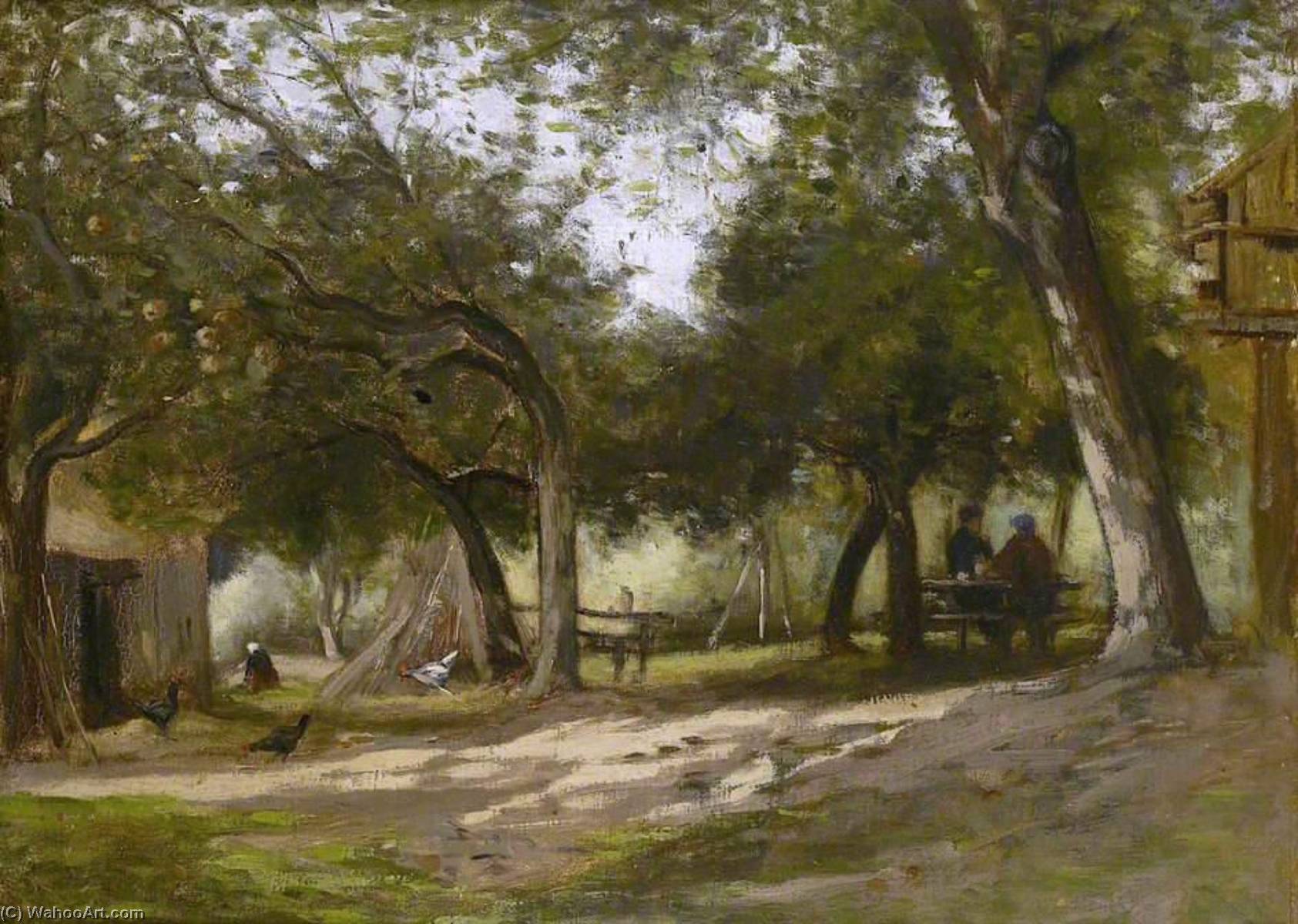 Order Oil Painting Replica Landscape with a Farmyard by Adolphe Félix Cals (1810-1880) | ArtsDot.com