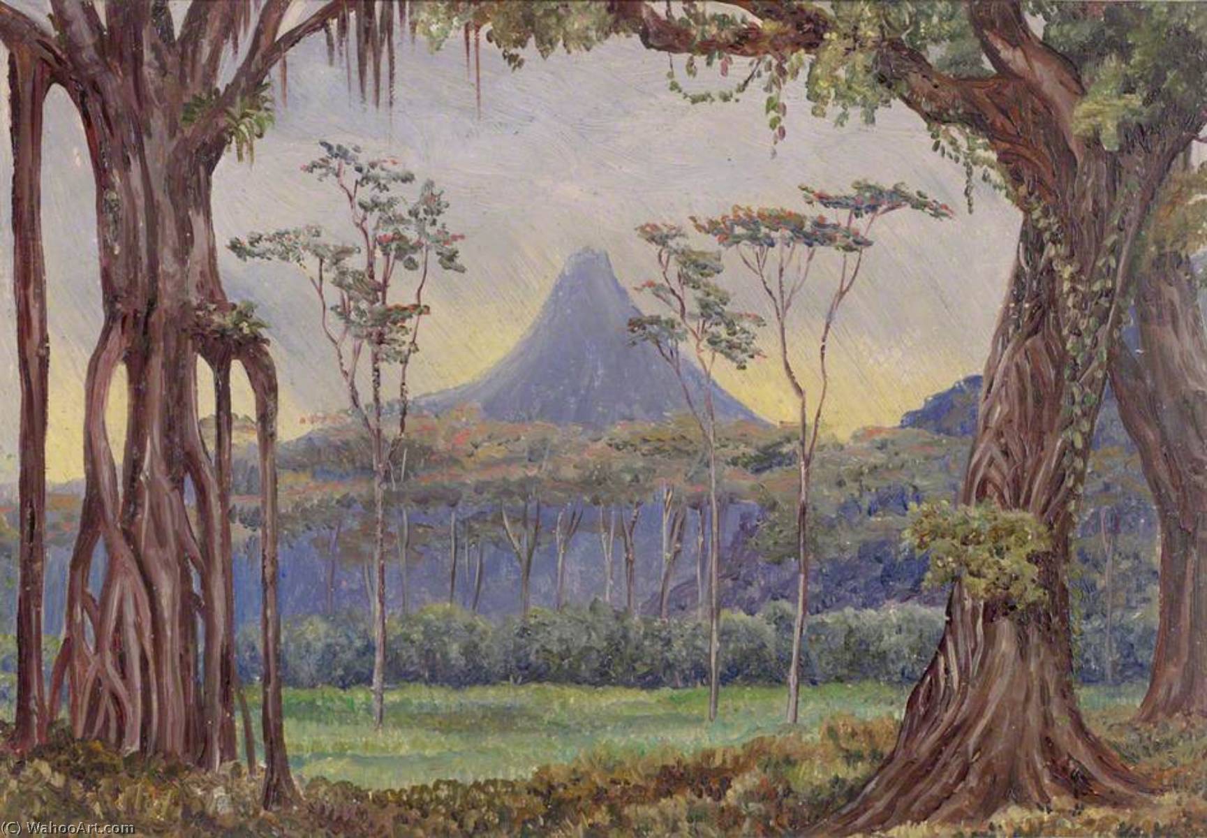 Купить Репродукции Произведений Искусства Krakatau Volcano, Ngantang, Java, 1876 по Marianne North (1830-1890, United Kingdom) | ArtsDot.com