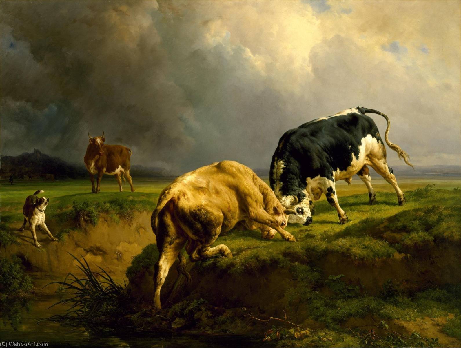 Buy Museum Art Reproductions A Bull Fight, 1855 by Jacques Raymond Brascassat (1804-1867) | ArtsDot.com