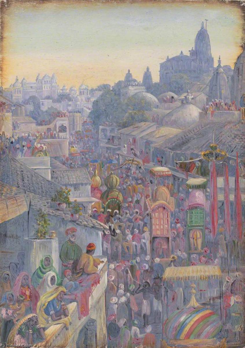 Order Artwork Replica Festival of Muharram, Udiapur, Rajasthan, India, 1879 by Marianne North (1830-1890, United Kingdom) | ArtsDot.com