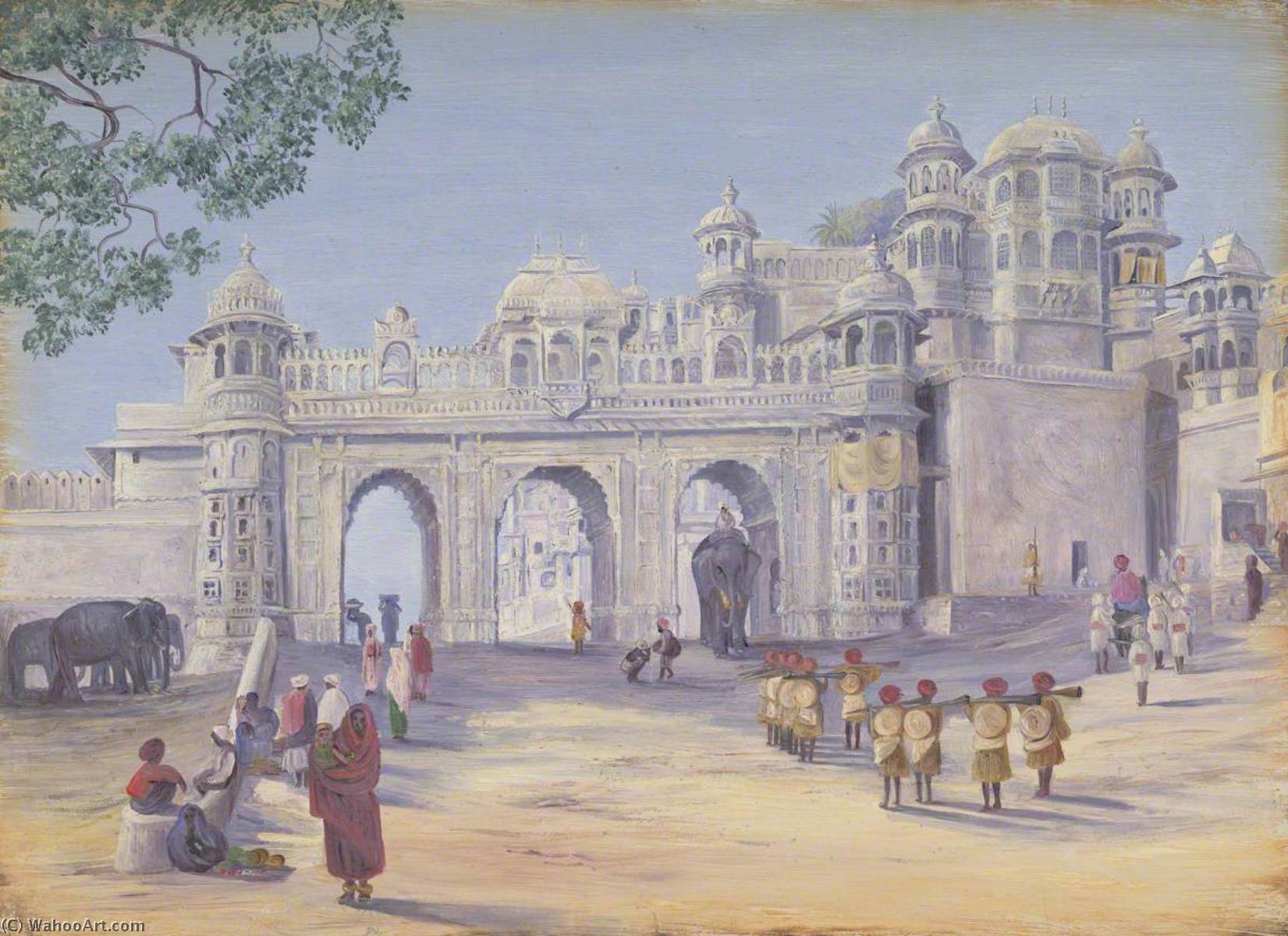 Order Oil Painting Replica `Gate of the Palace. Oodipore. Janr. 1879`, 1879 by Marianne North (1830-1890, United Kingdom) | ArtsDot.com