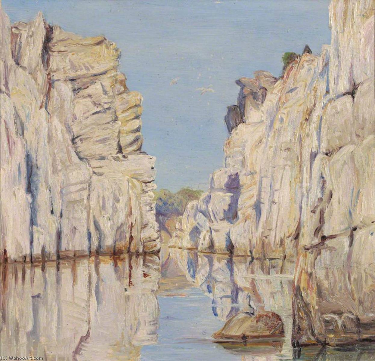 顺序 油畫 Marble Rocks, Jabalpur, Madhya Pradesh, India, 1878 通过 Marianne North (1830-1890, United Kingdom) | ArtsDot.com