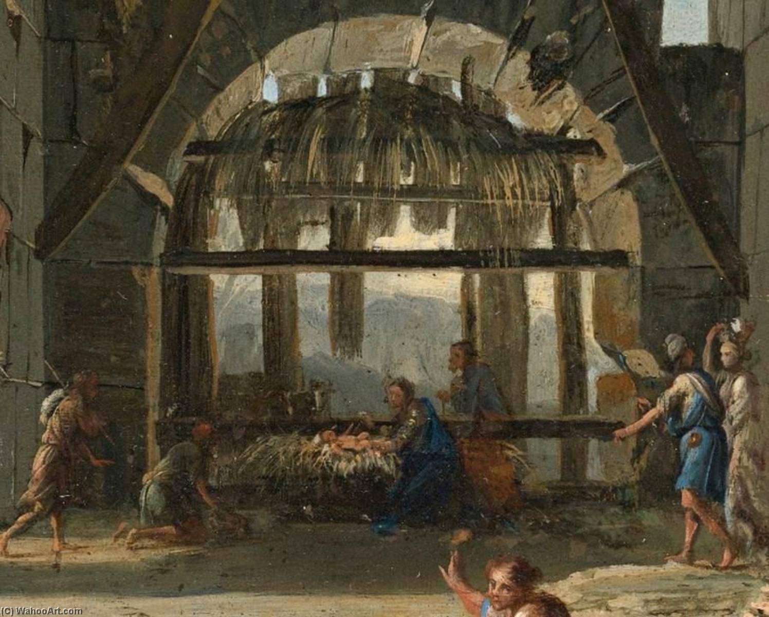 Buy Museum Art Reproductions The Nativity in an Ancient Ruin (detail), 1660 by Viviano Codazzi (1604-1670, Italy) | ArtsDot.com