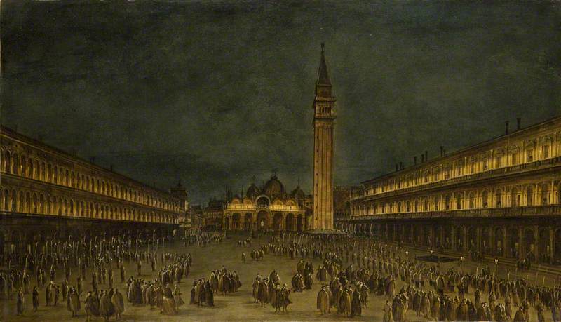 Order Oil Painting Replica A Night Procession in the Piazza San Marco, 1755 by Francesco Lazzaro Guardi (1712-1793, Italy) | ArtsDot.com