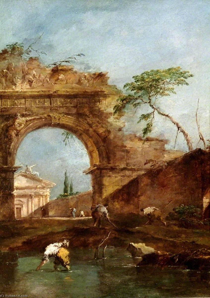 Compra Riproduzioni D'arte Del Museo Paesaggio – Capriccio, 1780 di Francesco Lazzaro Guardi (1712-1793, Italy) | ArtsDot.com