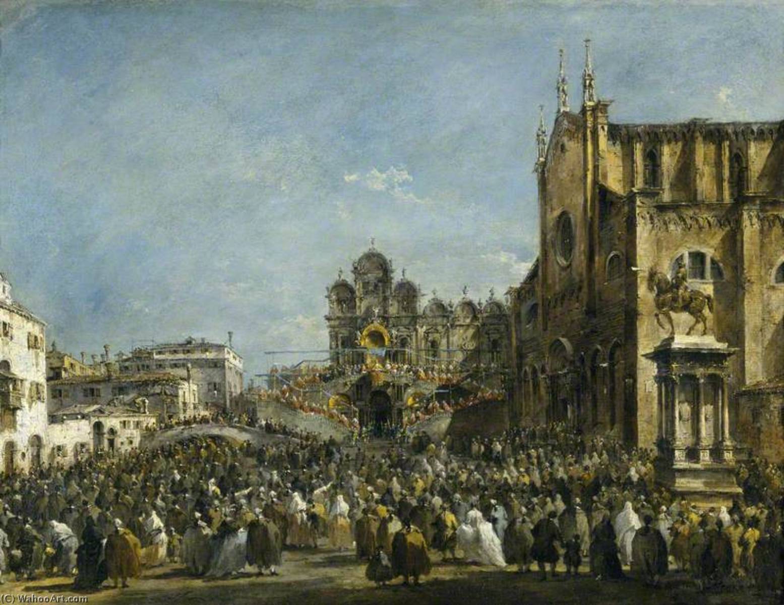 Order Paintings Reproductions Pope Pius VI Blessing the People of Venice in the Campo San Zanipolo in 1782, 1782 by Francesco Lazzaro Guardi (1712-1793, Italy) | ArtsDot.com