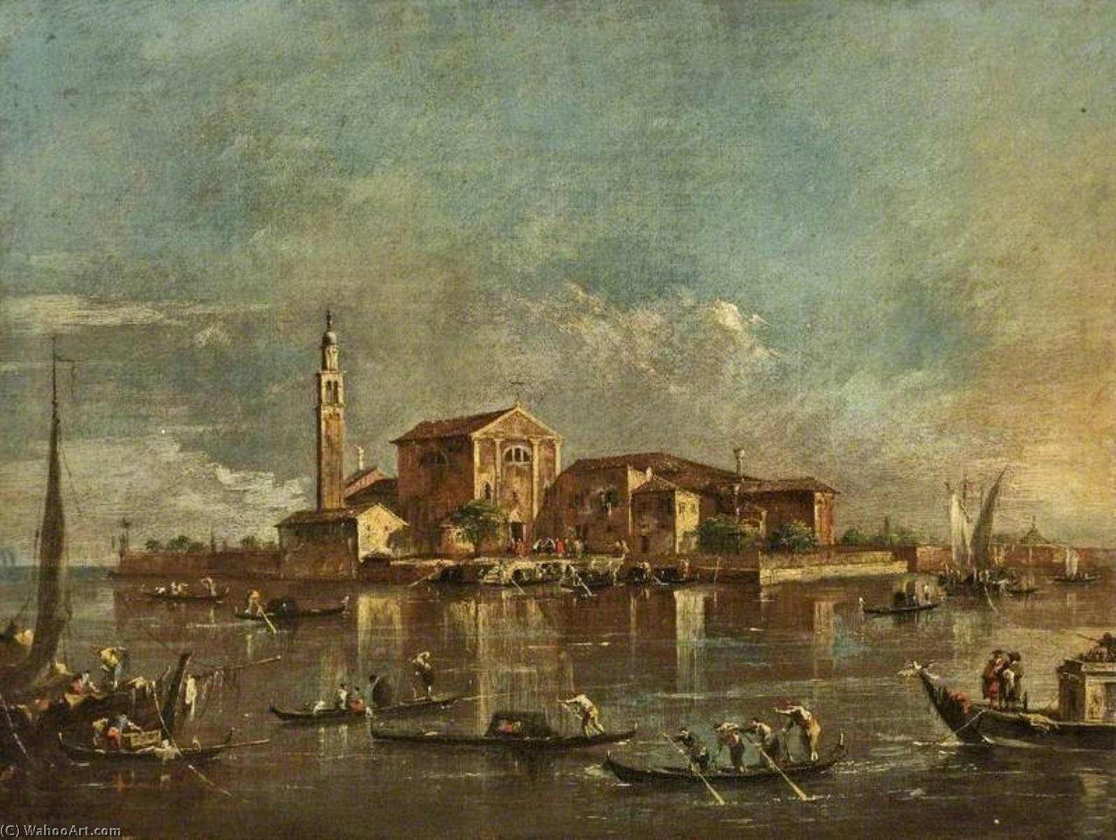 Buy Museum Art Reproductions The Island of San Giorgio in Alga, Venice, Italy by Francesco Lazzaro Guardi (1712-1793, Italy) | ArtsDot.com