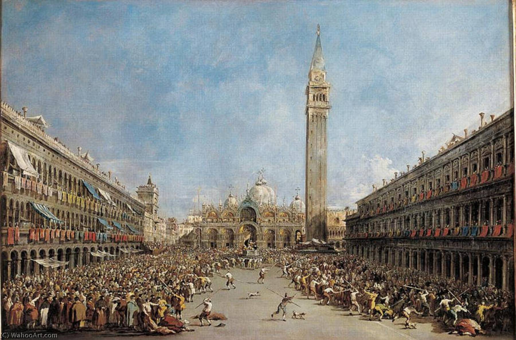 Order Art Reproductions Le Doge de Venise porté par les gondoliers, après son élection sur la place Saint Marc by Francesco Lazzaro Guardi (1712-1793, Italy) | ArtsDot.com