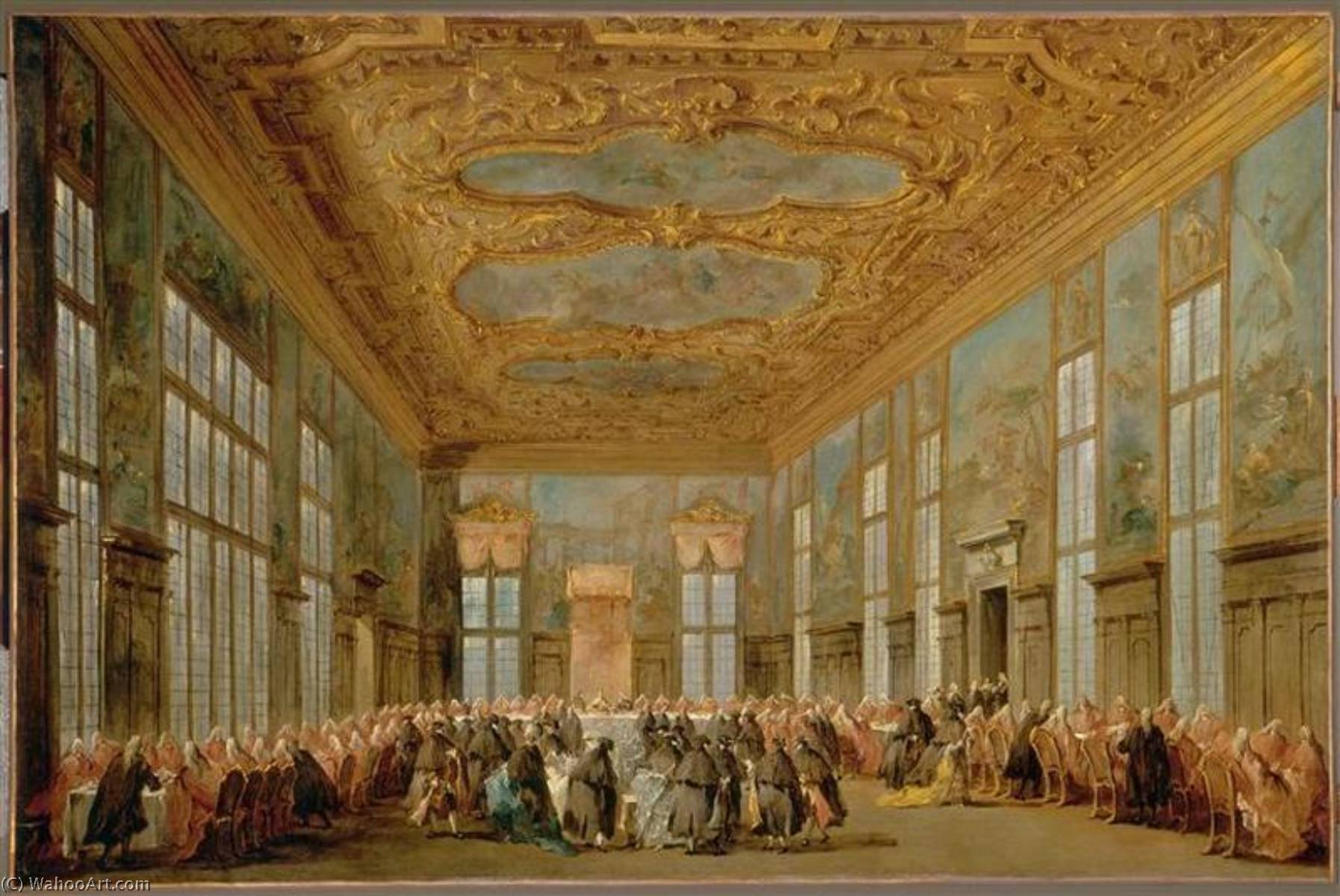 Order Oil Painting Replica Le Doge de Venise offre à déjeuner aux ambassadeurs by Francesco Lazzaro Guardi (1712-1793, Italy) | ArtsDot.com