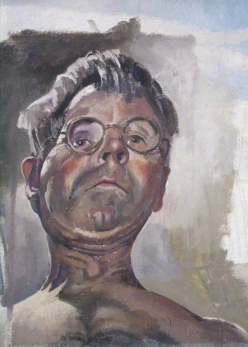 Self Portrait by Gaslight Looking Downwards, 1949 by Stanley Spencer Stanley Spencer | ArtsDot.com