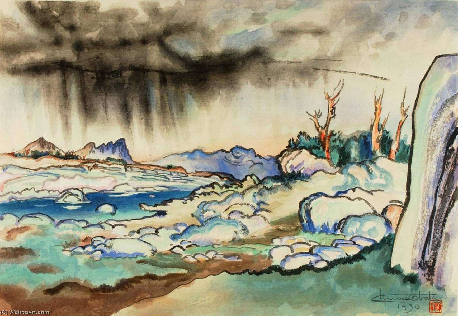 Order Oil Painting Replica Passing Rain, 1930 by Chiura Obata (Inspired By) (1952-1975, Japan) | ArtsDot.com