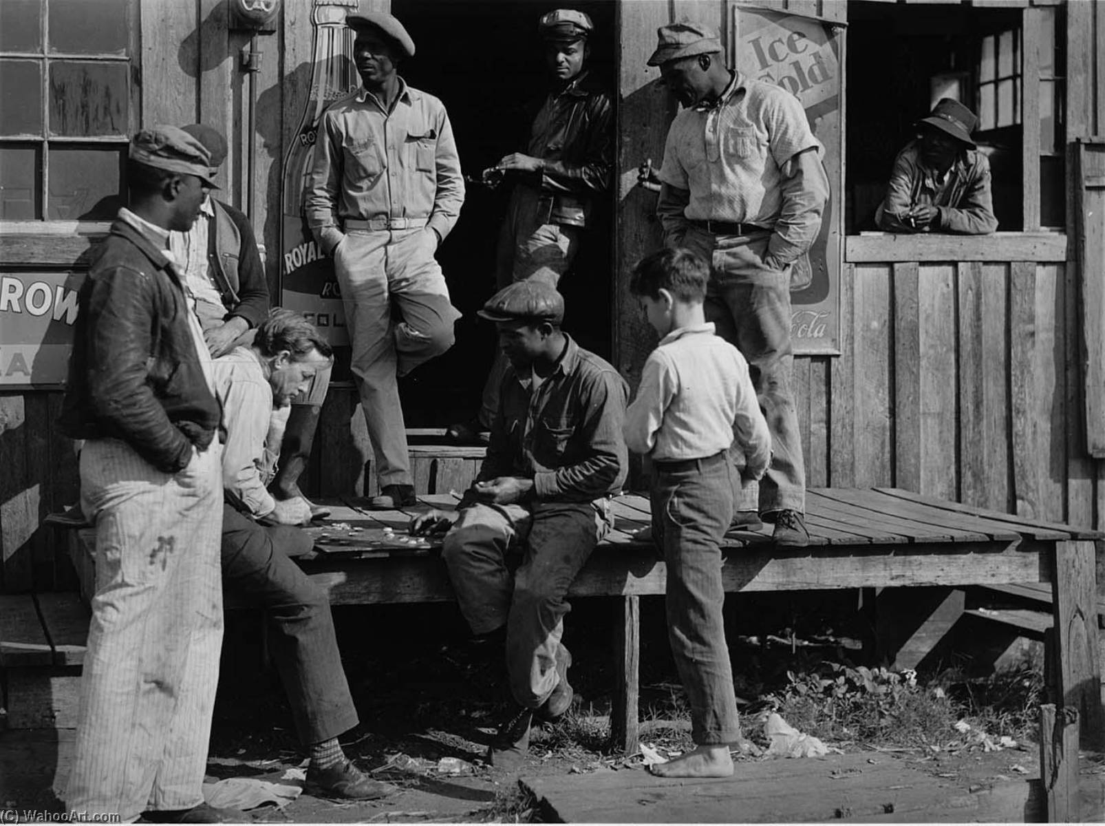 Buy Museum Art Reproductions Migrants playing checkers (with bottle caps), on a juke joint porch after a freeze out of vegetable crops. Near Okeechobee, Florida, 1940 by Marion Post Wolcott (Inspired By) (1910-1990) | ArtsDot.com
