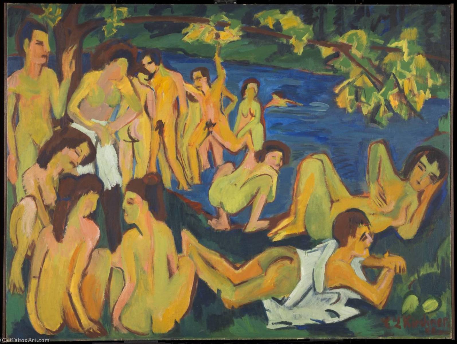 Order Paintings Reproductions Bathers at Moritzburg, 1909 by Ernst Ludwig Kirchner (1880-1938, Germany) | ArtsDot.com