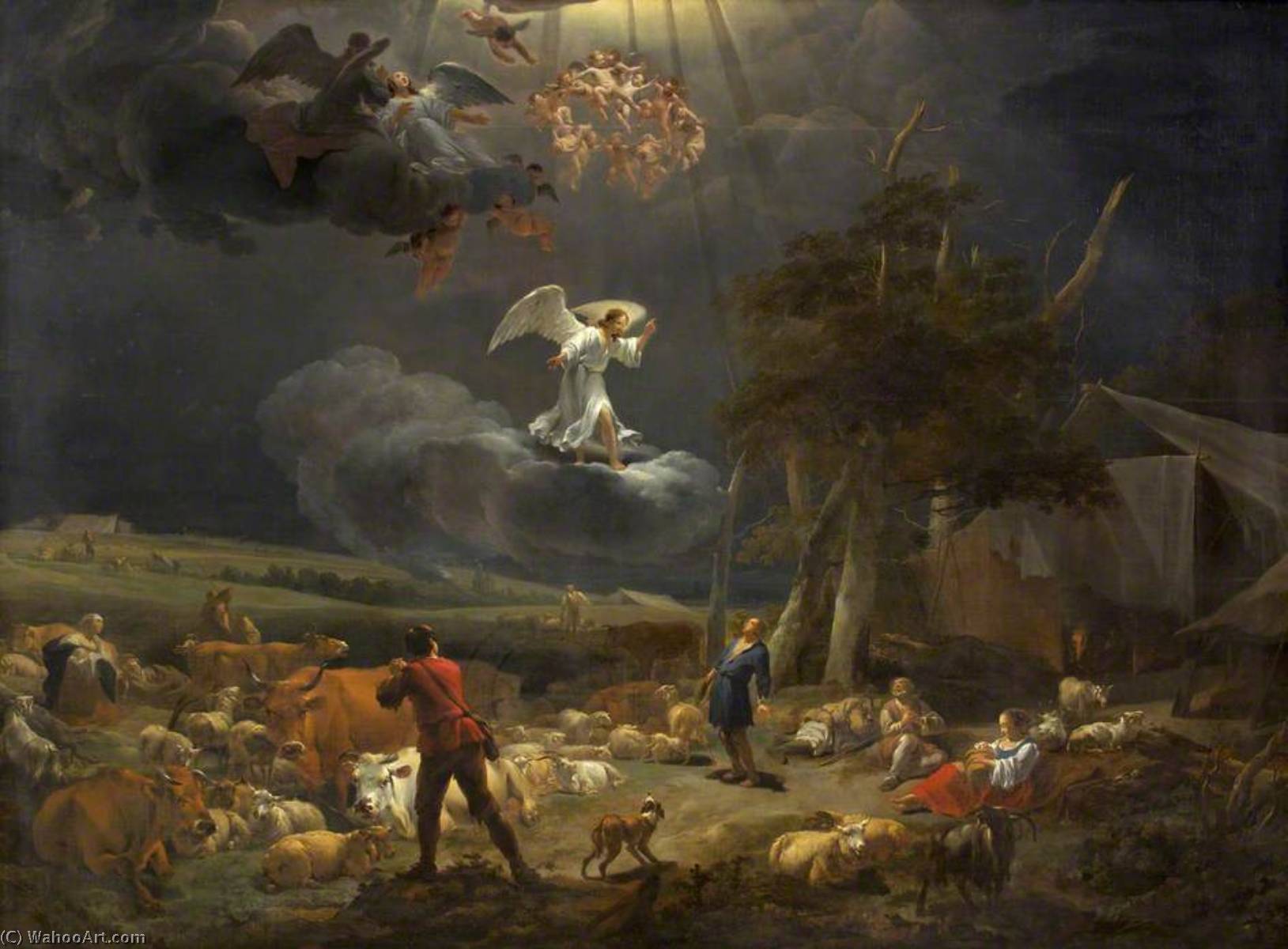 Order Art Reproductions The Annunciation to the Shepherds, 1656 by Nicolaes Berchem | ArtsDot.com