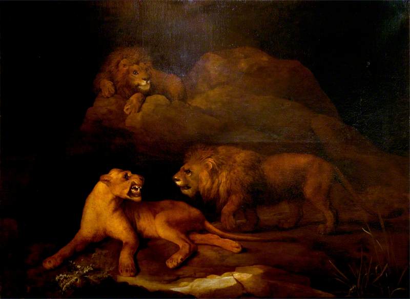 Order Oil Painting Replica Lions and a Lioness with a Rocky Background, 1776 by George Stubbs (1724-1806, United Kingdom) | ArtsDot.com