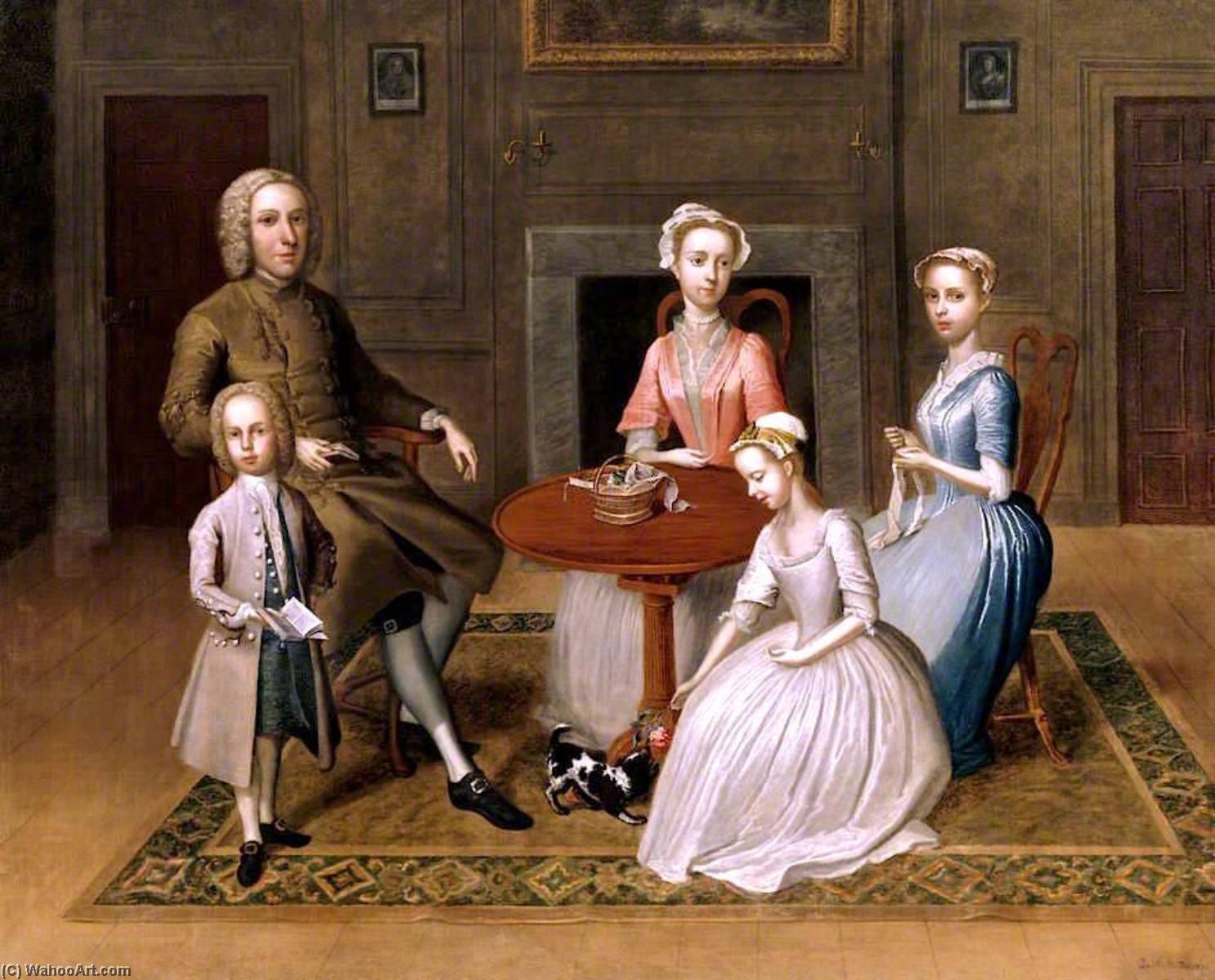 Order Artwork Replica Group Portrait (possibly of the Brewster Family), in a Domestic Interior, 1736 by Thomas Bardwell (1704-1767) | ArtsDot.com