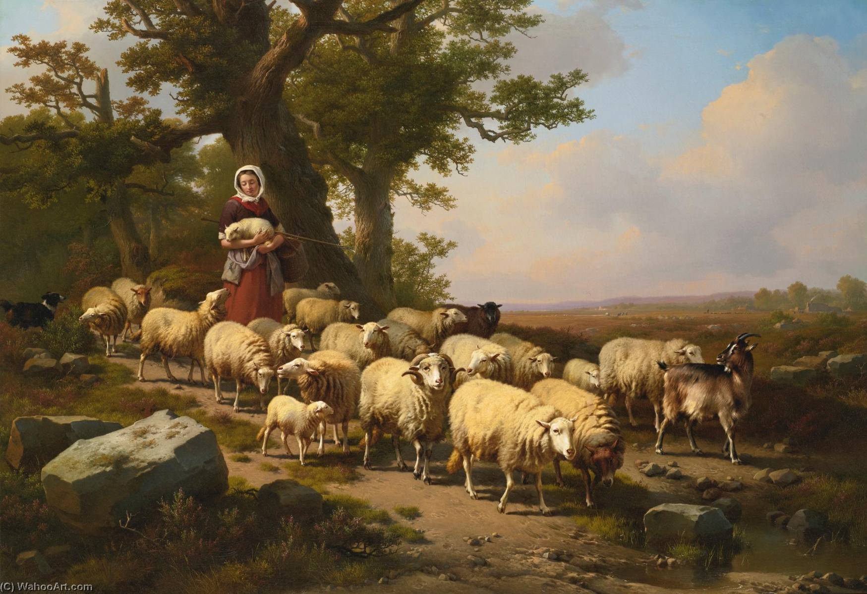 Order Artwork Replica A Shepherdess with her Flock by Eugène Joseph Verboeckhoven (1798-1881, Belgium) | ArtsDot.com