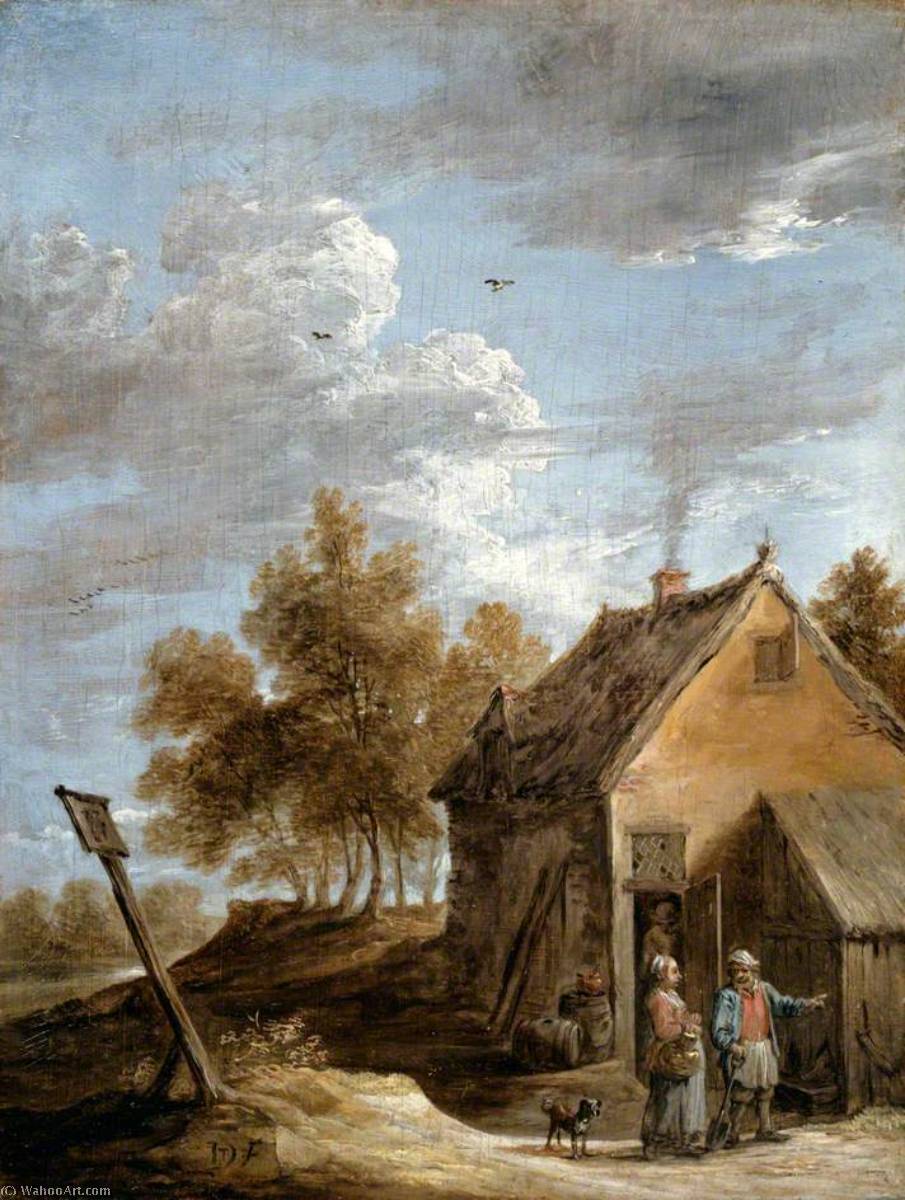 Order Paintings Reproductions A Cottage, 1690 by David The Younger Teniers (1610-1690, Belgium) | ArtsDot.com