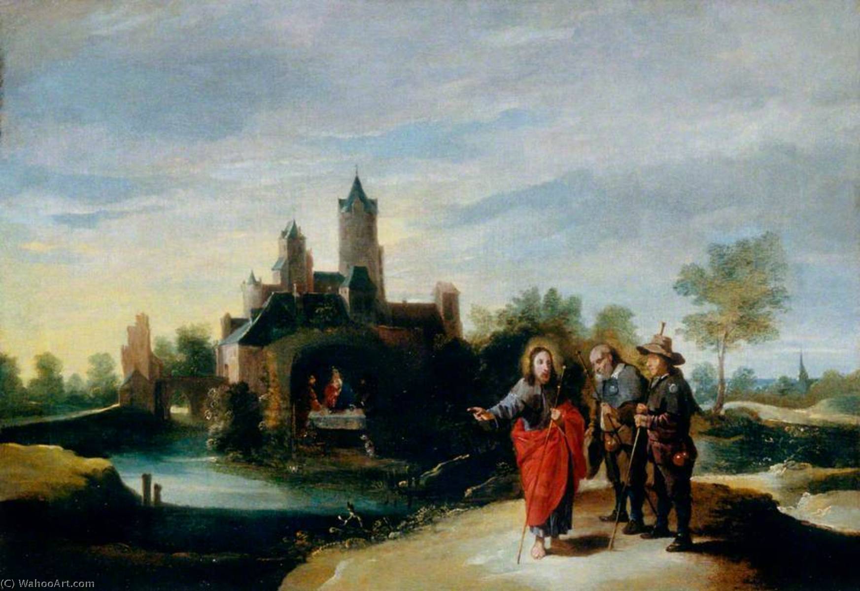 Order Art Reproductions Christ and the Disciples on the Way to Emmaus by David The Younger Teniers (1610-1690, Belgium) | ArtsDot.com