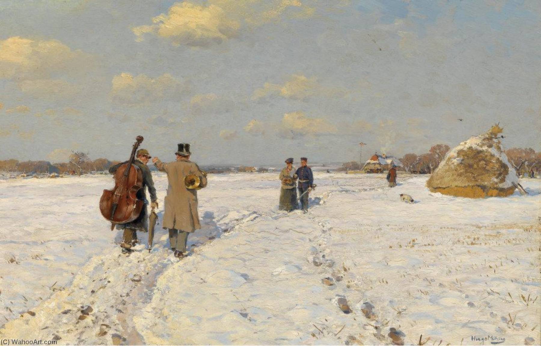 Order Oil Painting Replica Musicians Returning Home by Hugo Mühlig (1854-1929) | ArtsDot.com