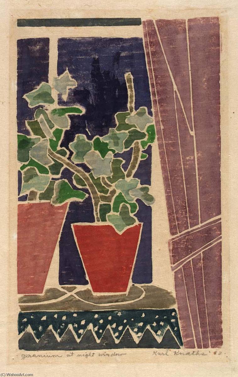 Buy Museum Art Reproductions Geranium at Night Window, 1932 by Karl Knaths (Inspired By) (1952-1971, United States) | ArtsDot.com