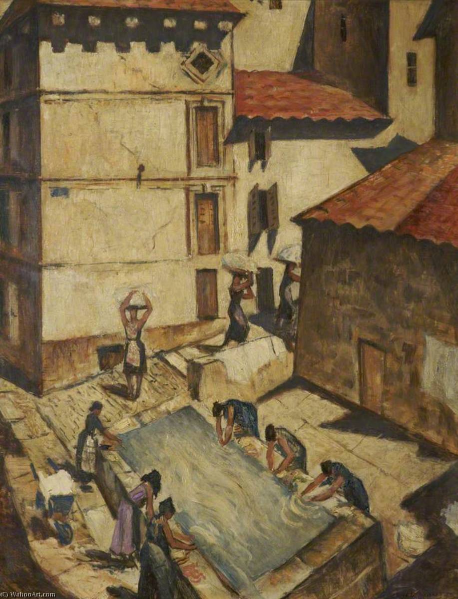 Order Oil Painting Replica Spanish Women Washing by Christopher Richard Wynne Nevinson (1889-1946, United Kingdom) | ArtsDot.com