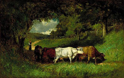 Order Paintings Reproductions Driving Home the Cows, (painting), 1881 by Edward Mitchell Bannister (1828-1901, Canada) | ArtsDot.com